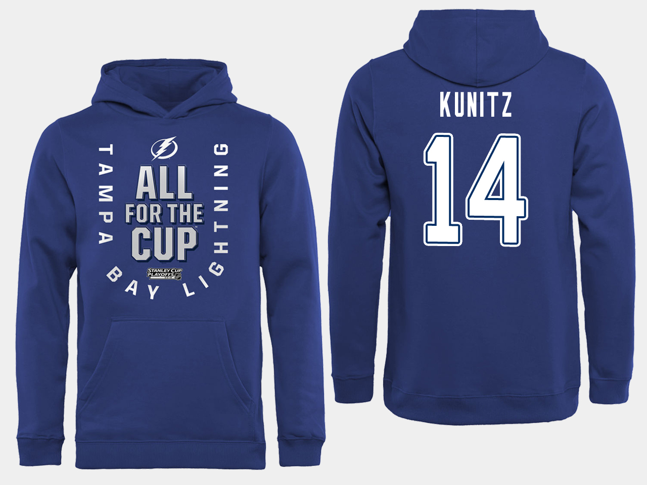 NHL Men adidas Tampa Bay Lightning 14 Kunitz blue All for the Cup Hoodie